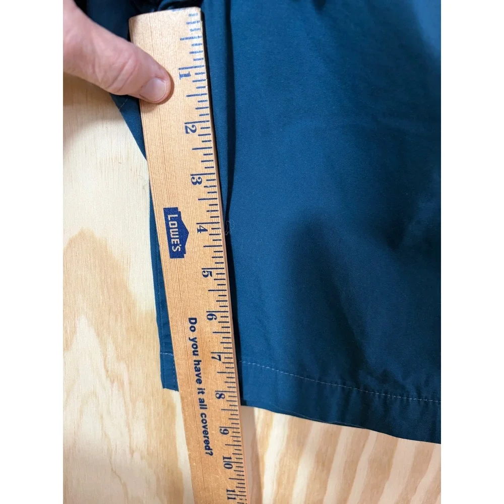 Banana Republic Mens Deck Shorts Teal Blue Elastic Drawstring Cotton Stretch L‎